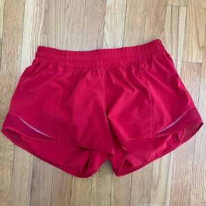 LULULEMON Hotty Hot Short Lined in “Heartthrob” Red Size 10, 3.5in inseam